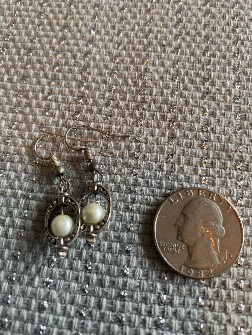 Silver Pearl Drop Dangle Earrings